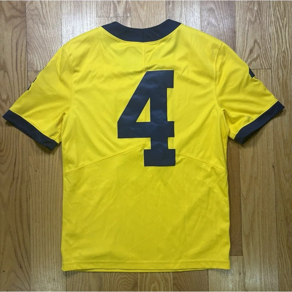 Nike Jordan Team Michigan Wolverines Game Football Jersey #4 Yellow Mens Small